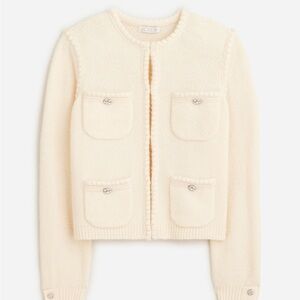 J. Crew Odette ivory sweater cardigan lady jacket jewel buttons New w/ tag Small